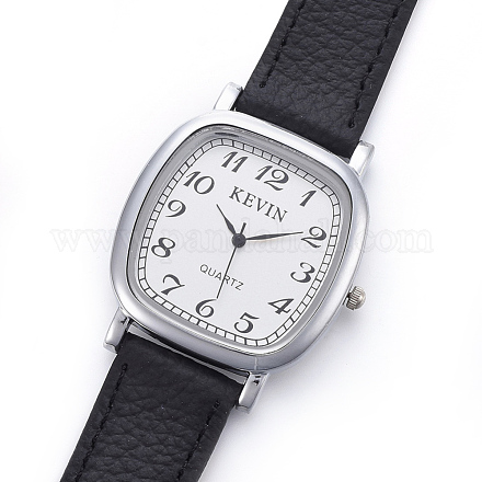 腕時計  クォーツ時計  アロイウォッチヘッドとPUレザーストラップ  ブラック  9-3/8インチ（23.9cm）  16.5x2.5mm  ウォッチヘッド：36.5x35x8mm WACH-I017-03B-1
