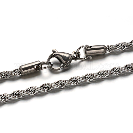 Collares de cadena de cuerda de 304 acero inoxidable NJEW-F112-02B-P-1