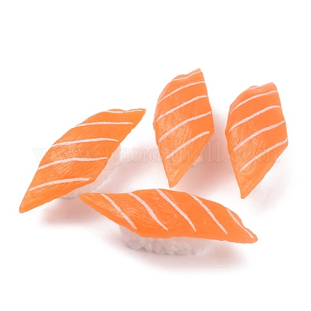 人工プラスチック刺身モデル  模造食品  ディスプレイ装飾用  鮭寿司  ダークオレンジ  70x25x19mm DJEW-P012-18-1
