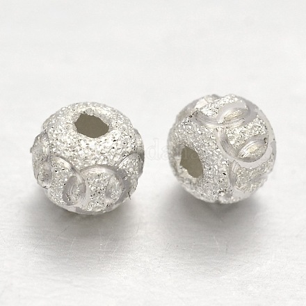 Strukturierte 925 runde Perlen-Abstandshalter aus Sterlingsilber STER-E041-06B-1