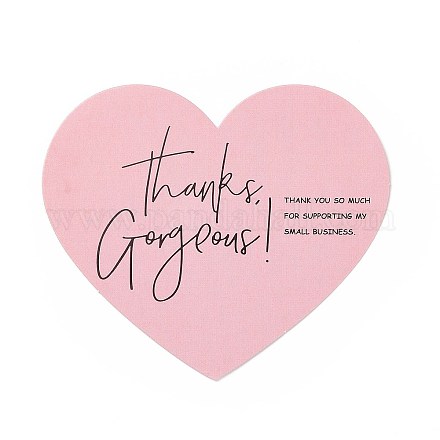 コート紙ありがとうグリーティング カード  心と言葉ありがとう模様  感謝祭のために  ピンク  60x70x0.1mm  30個/袋 DIY-F120-03D-1