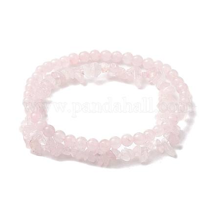 Женские эластичные браслеты круглой формы с кристаллами и бусинами из розового кварца BJEW-JB10189-08-1