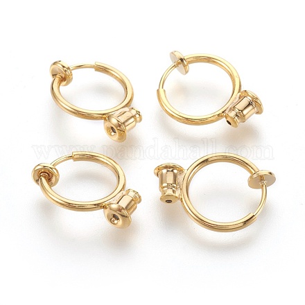 Brass Clip-on Hoop Earrings KK-L168-04G-1