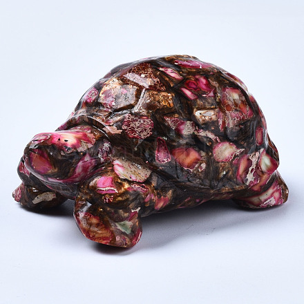 Tartaruga assemblata bronzite naturale e ornamento modello diaspro imperiale sintetico G-N330-39B-01-1