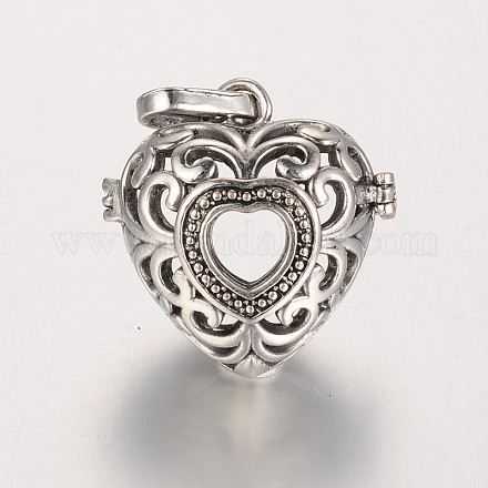 Eco-Friendly Rack Plating Brass Hollow Heart Cage Pendants KK-M180-04AS-RS-1