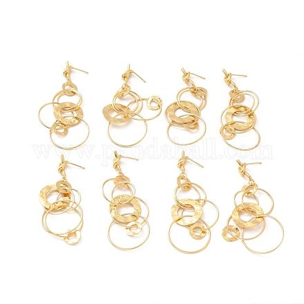 Boucles d'oreilles pendantes en laiton avec anneaux entrelacés pour femmes EJEW-F281-09G-1