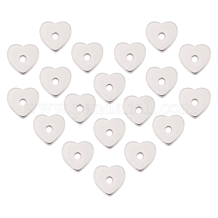DICOSMETIC 120Pcs Heart Beads Stainless Steel Heart Bead Charms Stainless Steel Spacer Beads Small Flat Pendant for DIY Bracelet Necklace Earring Jewelry Making Accessories Hole: 1mm STAS-DC0011-40-1
