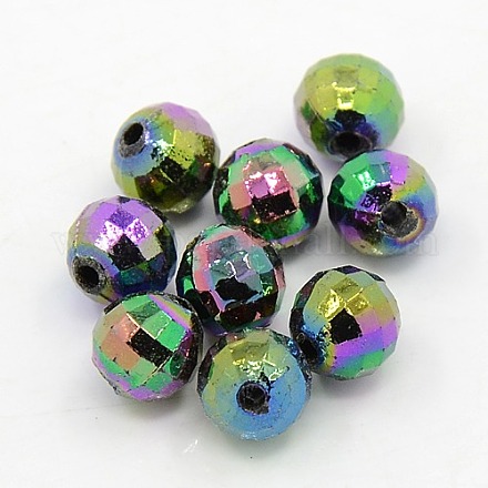 Faceted Round Plated Acrylic Beads PACR-L001-6mm-C-1