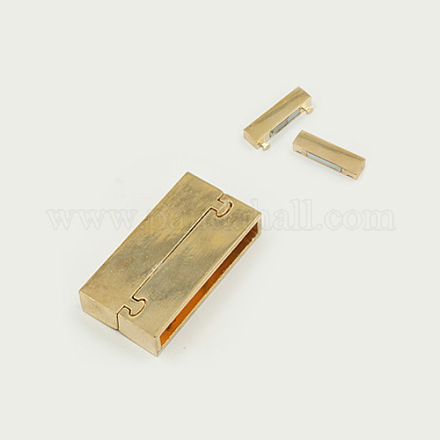 合金マグネットクラスプ  無鉛の  長方形  ゴールドカラー  37x18x6mm  穴：34x4.5mm X-PALLOY-E219-G-LF-1