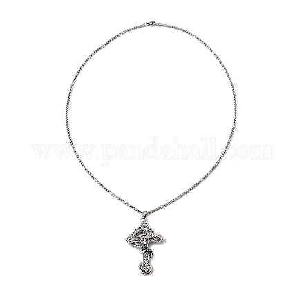 Halskette mit Kreuz- und Drachenanhänger aus Legierung mit 201 Kastenkette aus Edelstahl NJEW-D053-03AS-1