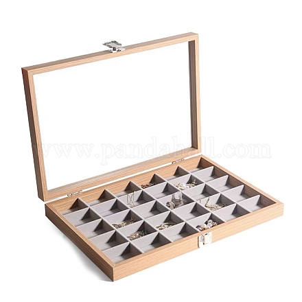Boîtes de présentation de bijoux en bois rectangle avec 30 compartiments PW-WG90817-07-1