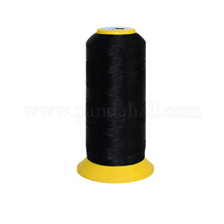 150d / 2マシン刺繍糸  ナイロン縫糸  伸縮性のある糸  ブラック  12x6.4cm  約2200m /ロール EW-E002-14-1
