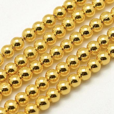 Chapelets de perles en hématite synthétique sans magnétiques G-P194-01-4mm-03-1