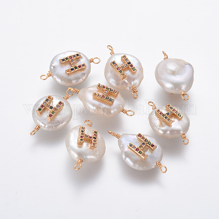 Connecteurs de liens de perles naturelles PEAR-L027-02H-1