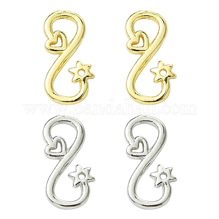 4 шт. 2-х цветные латунные застежки-крючки S-образной формы KK-FS0001-75-1