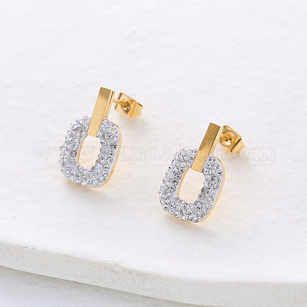 Овальные серьги-гвоздики из нержавеющей стали UD6518-2-1