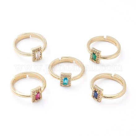Adjustable Brass Micro Pave Cubic Zirconia Finger Rings RJEW-Z006-F-1