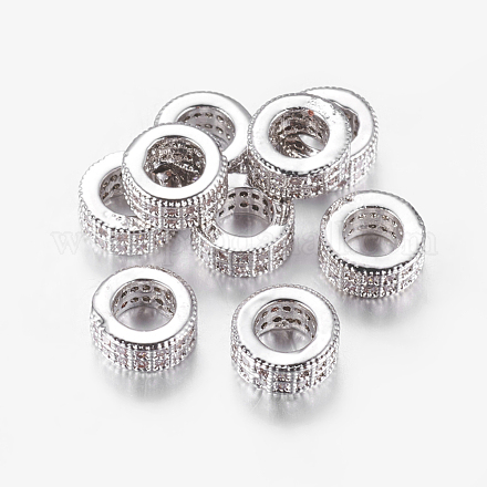 Perles européennes en laiton avec zircone cubique ZIRC-F001-103P-1