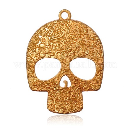 Crâne peint à la bombe alliage dépoli gros pendentifs PALLOY-F048-01G-1