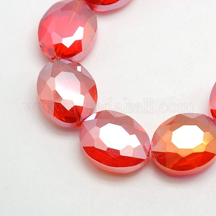 Faceted Electroplate Crystal Glass Oval Beads Strands EGLA-F059A-03-1