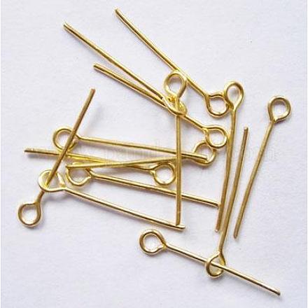 Épingle à œil en laiton plaqué or pour la fabrication de bijoux X-EPC4.0cm-G-1