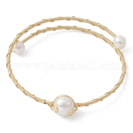 Classificare un bracciale rigido con perline di perle naturali BJEW-JB09593-1