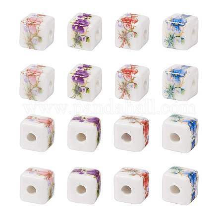 Wholesale PandaHall 72pcs Flower Beads 9 Colors Plastic Beads