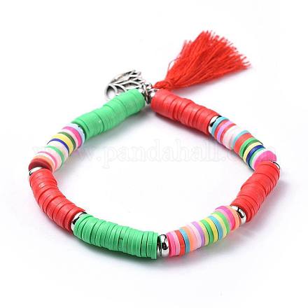 Cotton Thread Tassel Charm Bracelets BJEW-JB04448-02-1