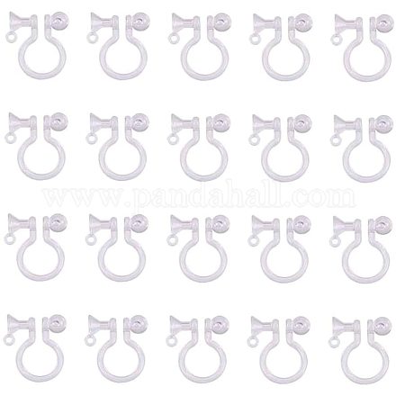 PandaHall 1 Box Plastic Clip-on Earring Settings Clear Earring Components Flat Round Earring Findings for Jewelry Making 11x10x3.5mm KY-PH0007-09-1