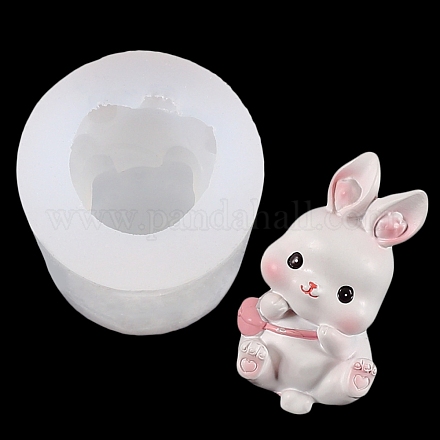 Moules en silicone d'affichage de figurine de lapin de pâques bricolage DIY-G070-01B-1