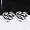 Heart Acrylic Printed Stud Earrings for Women, with 304 Stainless Steel Pins, Black, 18.5x20.5mm