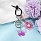 Acrylic Butterfly & Resin Flower Pendant Keychains, with Silicone Cable Zip Ties and Zinc Alloy Lobster Claw Clasps, Medium Violet Red, 100mm