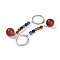 Gemstone Keychain, with Iron Rings, 95~96mm