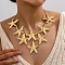 Starfish Alloy Statement Bib Necklaces, Golden, 15.75 inch(40cm)