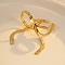 304 Stainless Steel Open Cuff Rings, Bowknot, Real 18K Gold Plated, US Size 6 1/2(16.9mm)