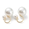 Plastic Imitation Pearl Cuff Earrings, with 304 Stainless Steel Findings, Round, Real 18k Gold Plated, 18mm, Pin: 0.7mm