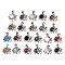 Natural & Synthetic Mixed Gemstone Pendants, Rack Plating Brass Rhinestone Elephant Charms, Platinum, Cadmium Free & Lead Free, Mixed Dyed and Undyed, 17.5x20.5x8mm, Hole: 5x8mm