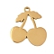 304 Stainless Steel Pendants, Cherry Charm, Golden, 27.5x26x1.5mm, Hole: 2mm