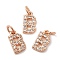 Brass Micro Pave Grade AAA Cubic Zirconia Charms, Letter B, Cadmium Free & Nickel Free & Lead Free, Real Rose Gold Plated, 9x5x1.5mm, Hole: 2mm