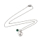 Valentine's Day 304 Stainless Steel & Green Glass Couple Heart Pendant Cable Chain Necklaces for Women, Stainless Steel Color, 17.72 inch(45cm)
