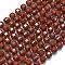 Natural Red Jasper Beads Strands, with Seed Beads, Faceted Table Cut Cube, 8~9.3x8~9.3x8~9.3mm, Hole: 0.6mm, about 38pcs/strand, 15.35''(39cm)
