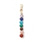 Chakra Natural Amethyst & Tiger Eye & Red Jasper & Lapis Lazuli & Apatite & Malachite & Sunstone Faceted Round Beaded Pendants, with 304 Stainless Steel Snap On Bails, Golden, 26.5x3.5mm, Hole: 5.5x2.5mm