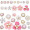 30Pcs 15 Styles Resin Rhinestone & Alloy Cabochons, Mixed Shapes, Mixed Color, 16~35.5x7~38x3.5~13mm, 2pcs/style