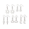 5 Pairs 5 Styles Alloy Hollow Dangle Earrings, Moon & Sun & Star & Cloud, Platinum, 33~47x10~24mm, 1 Pair/style