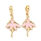 Rack Plating Alloy Enamel Ballet Dancer European Dangle Charms, Large Hole Pendants, Golden, Cadmium Free & Nickel Free & Lead Free, Pink, 40.5mm, Hole: 4.6mm, Ballet dancer: 30.5x18x2mm