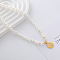 Fashionable 304 Stainless Steel Pendant Neacklaces, Imitation Pearl Beaded Necklaces for Women, Real 18K Gold Plated, Moon, 15.35 inch(39cm)