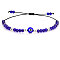 Adjustable Glass Evil Eye Brided Bead Bracelet, Blue,