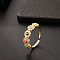 Brass Micro Pave Cubic Zirconia Enamel Cuff Rings, Evil Eye, Golden, Colorful, Inner Diameter: Adjustable