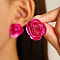 Alloy Enamel Stud Earrings, Platinum, Flower, 50mm