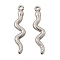 Tarnish Resistant 304 Stainless Steel Pendants, Snake, Stainless Steel Color, 28x6x1.5mm, Hole: 2mm